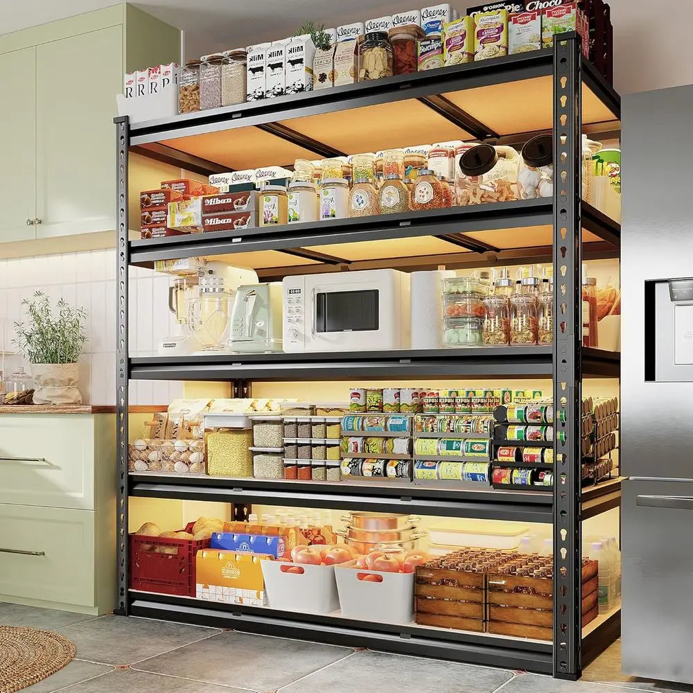 48" W Garage Shelving 3020LBS Storage Shelves 5 Tier Heavy Duty Shelving Adjustable Garage Shelves or Basement