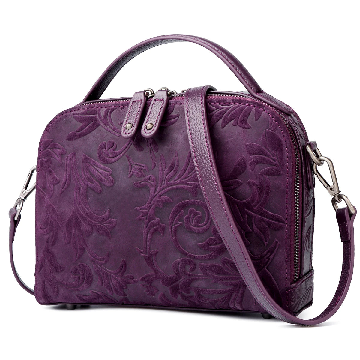 Genuine Leather Crossbody Bag for Women Floral Print Purse Vintage Square designer handbags knock offs shoulder bag Purse