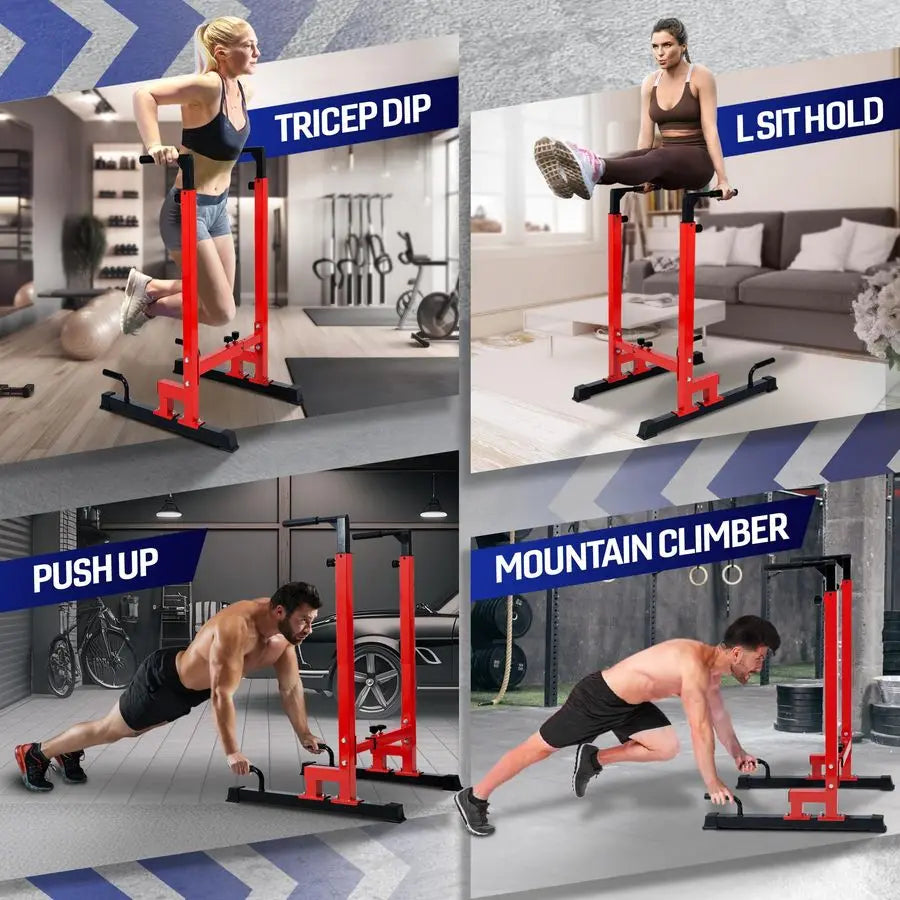 Dip Stand 500 LBS Capacity, 80 Levels Adjustable Dip Bars, Dip Station Machine for Home Gym