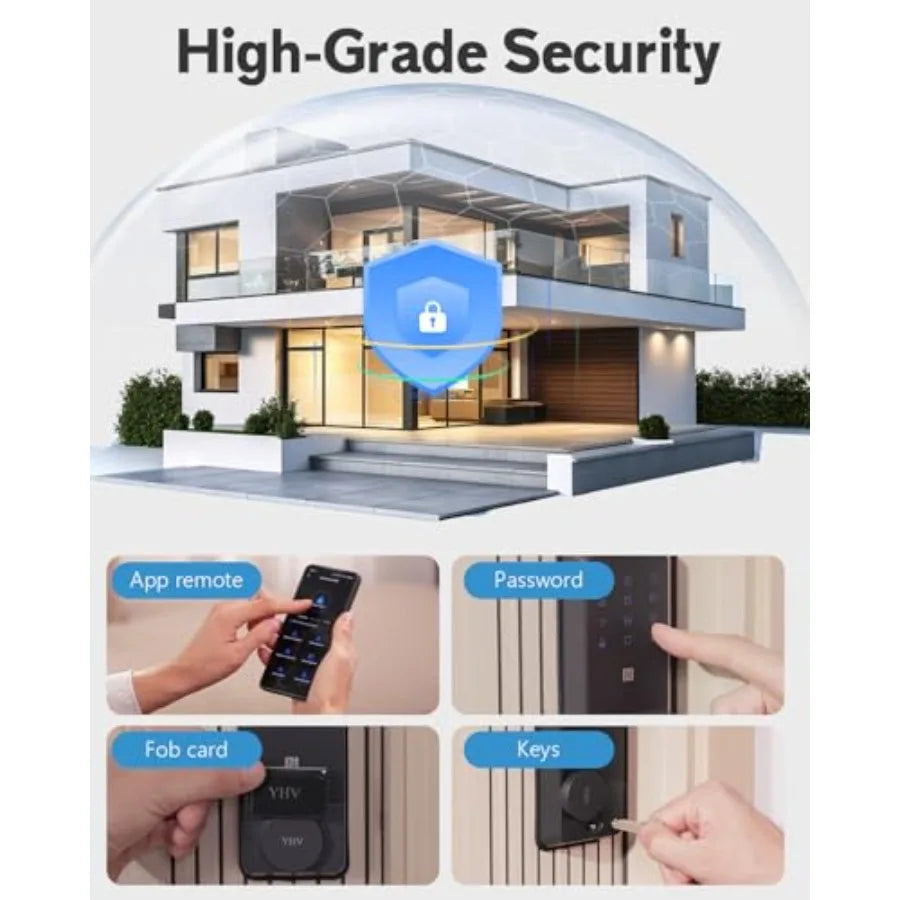 Keyless Entry Door Lock Fingerprint Smart Lock with Apple Home Safety Deadbolt Supports Apple Homekit with Code Built-in Wi-Fi