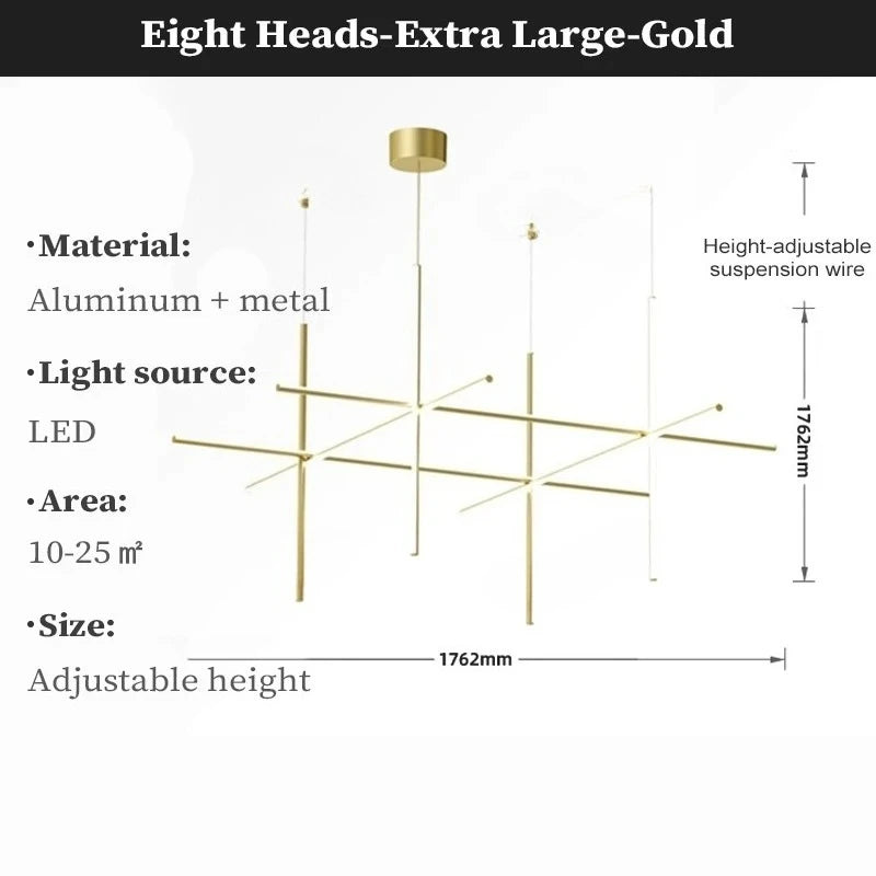 Modern LED Simple Tube Gold Chandeliers For Villa Living Room Kitchen Bar Pendant Lamps Interior Hanging Lighting Luminaires