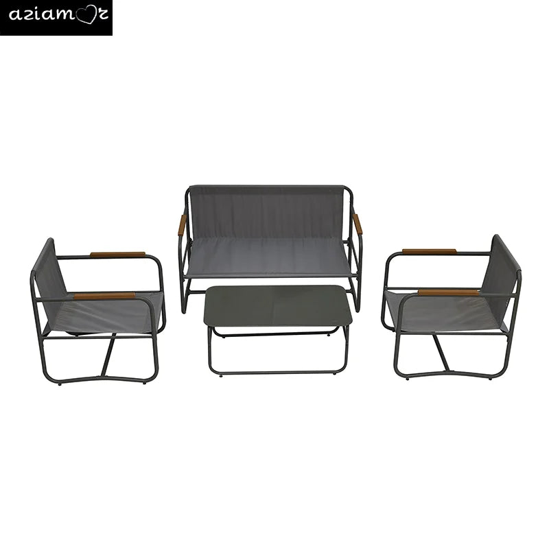 4-Piece Outdoor Patio Furniture Sets, Patio Conversation Set with Removable Seating Cushion, Courtyard Patio Set for Home, Yard,