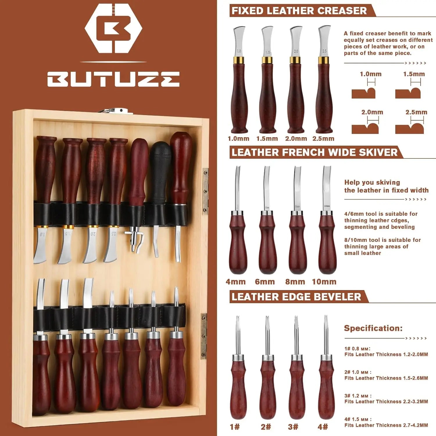 Professional Leather Crafting Tool Kit with Cutting, Punching, Carving, and Heavy Duty Sewing Supplies