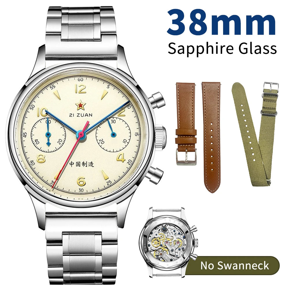 Seakoss 38mm 40mm Men's 1963 Chronograph Acrylic Sapphire Glass With Seagull ST19 Hand Winding Movement Male Mechanical Watches