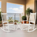 3 Piece Patio Rocking Chair Set, Outdoor Wood Conversation Set w/ 2 Rockers & 1 Coffee Table, Poplar Wooden Rocking Bistro
