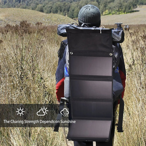 28W Foldable Solar Panel with 2 USB Port Fast Charge Waterproof Folding Solar Panel, , Ideal for Outdoor Activities, for Rec