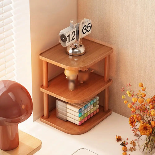 2/3/4 Tier Desktop Corner Stand Stackable Vertical Design Wood Book Shelf Space Saving Easy Assembly Countertop Organizer