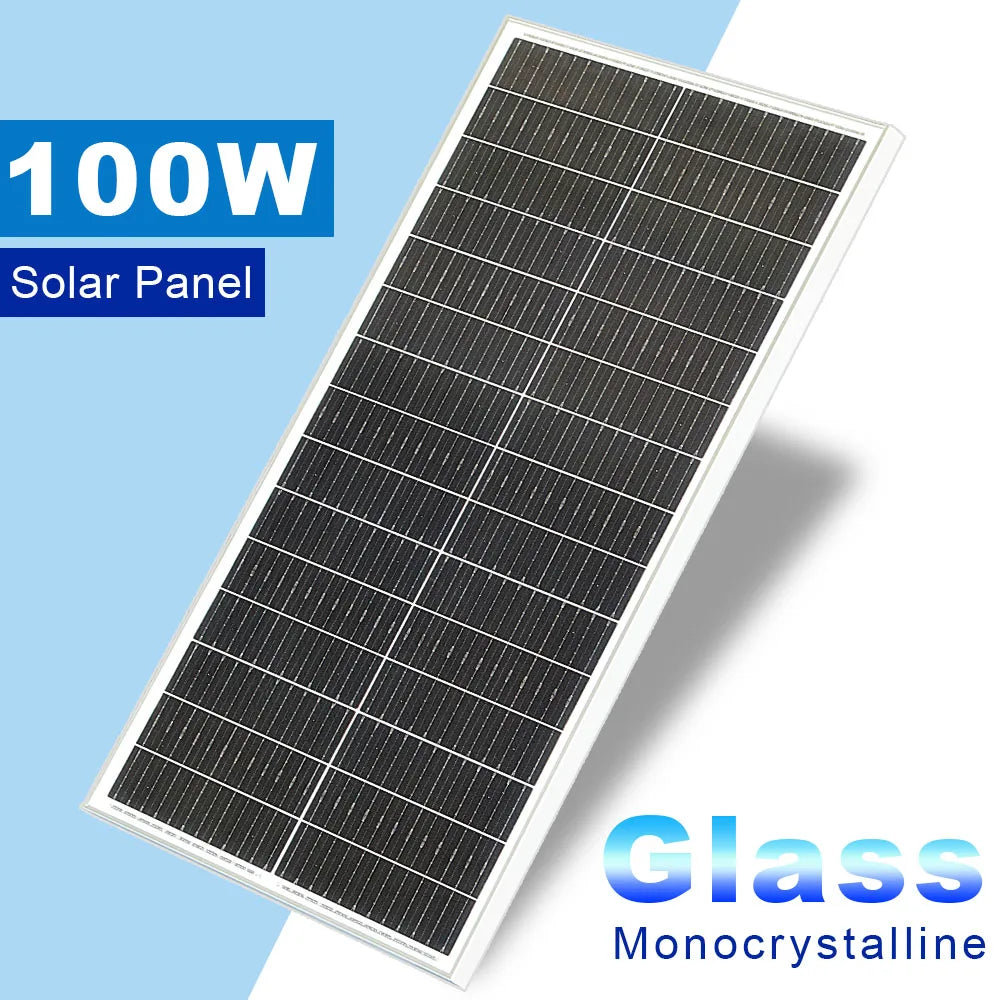 XINPUGUANG 100W 16.5V Rigid Solar Panel Monocrystalline Silicon Waterproof for 12V Charging Ideal for Camping Home RV