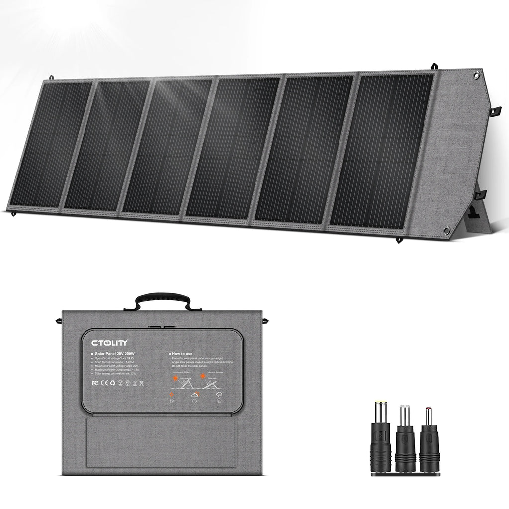 CTOLITY SP200 200W 20.5V Portable Solar Panel Camping Foldable Flexible MPPT Solar Cell Charger for House Camper Travel