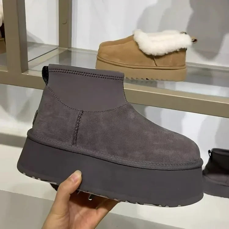 Women's Winter Thick Bottom Snow Boots 2025 New Style Warm Cotton Shoes Short Elastic Slim Booties with Fleece Inner
