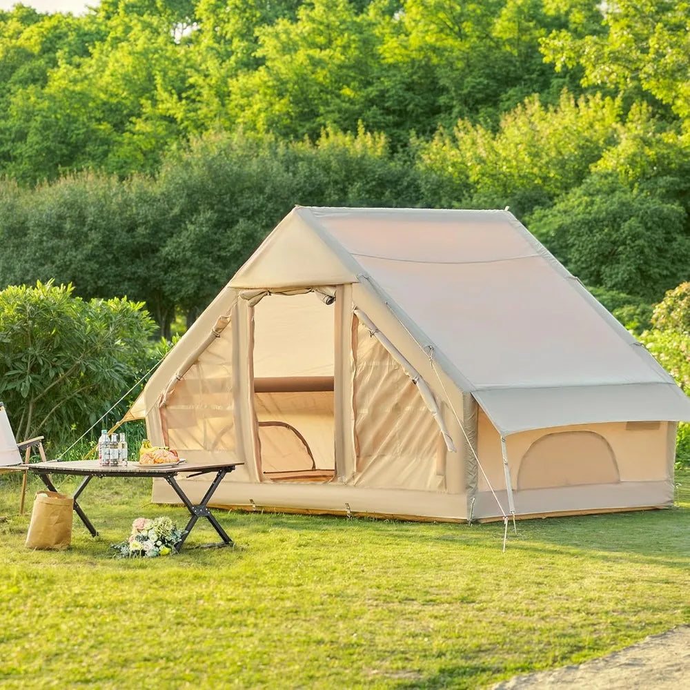 Inflatable Camping Tent, 4-6 Person Air Glamping Tent with Pump, Waterproof Blow Up Tent for Outdoor, 4 Season, Easy Setup