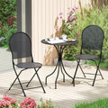2-Seat Metal Patio Bistro Set with Round Table and Folding Chairs for Outdoor Garden and Porch
