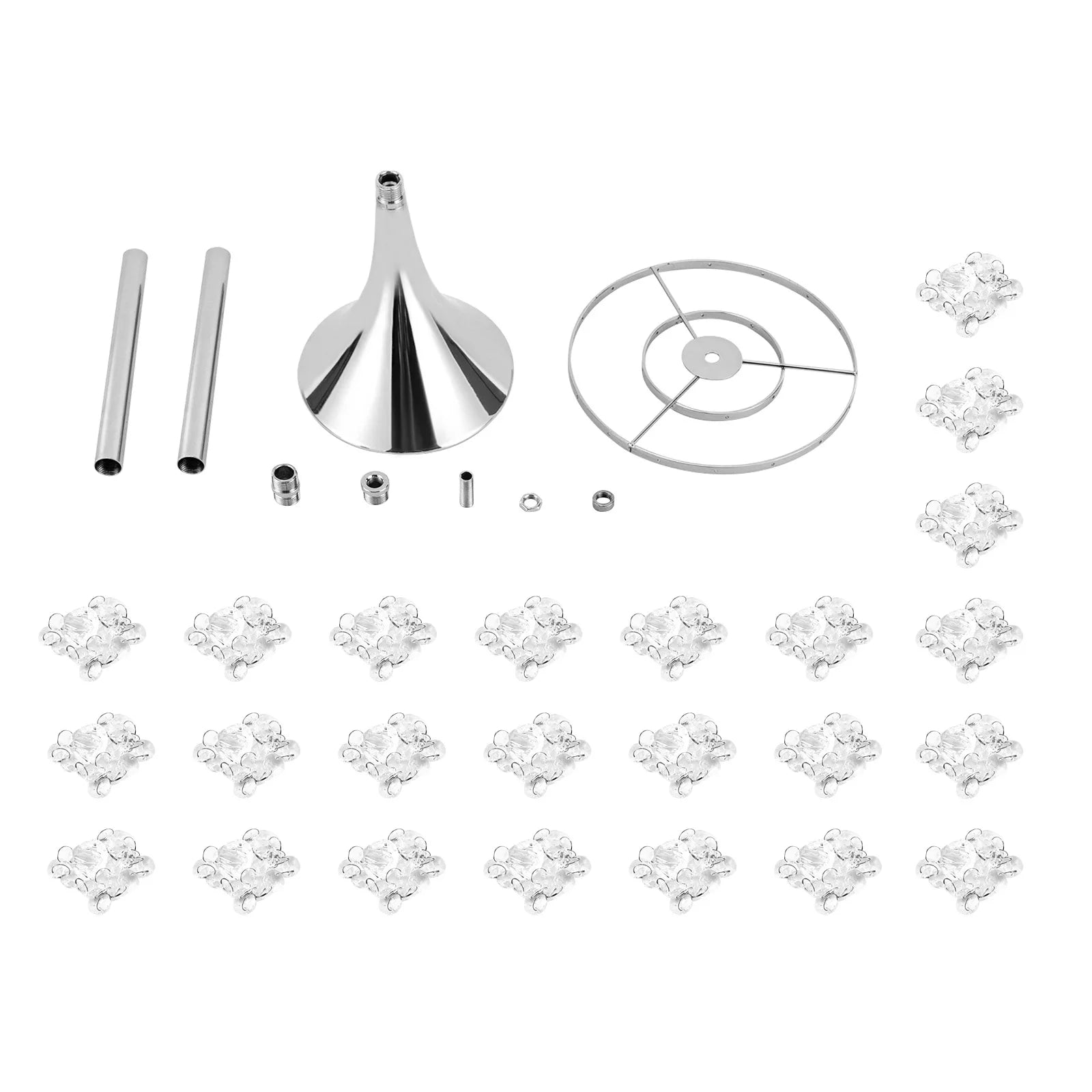 Set Of 10pcs 21.9"H Crystal Flower Stand Silver Centerpieces For Wedding Party Dinner Event Hotel Home Flower Arrangement Vase