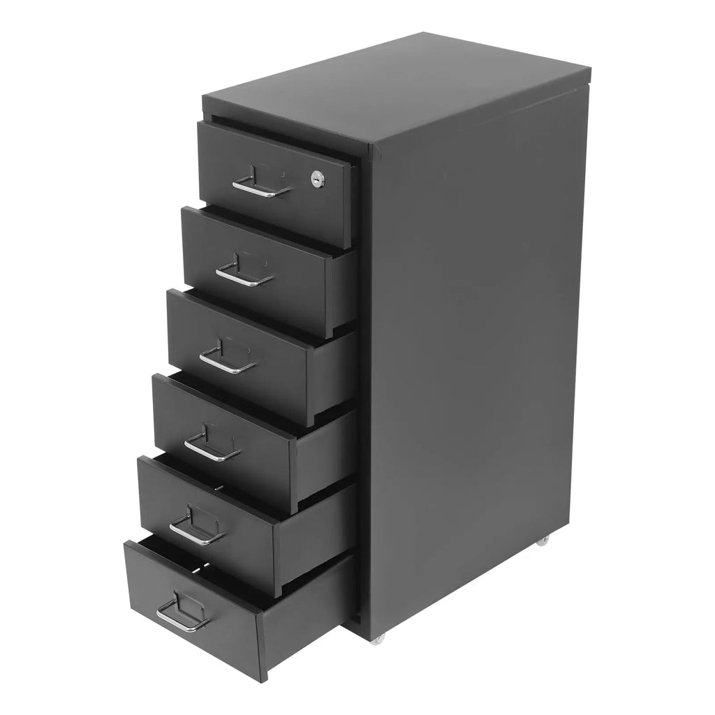 6 Drawer Vertical File Cabinet with 1 Lock, Filing Cabinet under Desk Office Storage with Wheels, Desk Drawers for Home Office