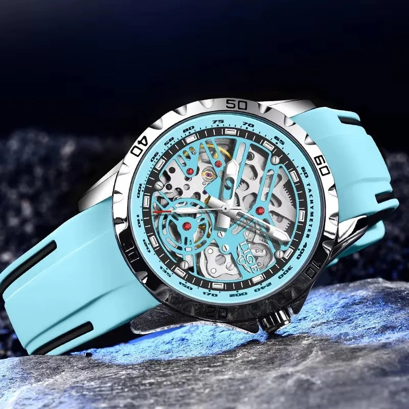 LIGE New Watches Mens Skeleton Mechanical Automatic Watch Top Brand Luxury Luminous 30M Waterproof Watch For Men Relojs Hombre