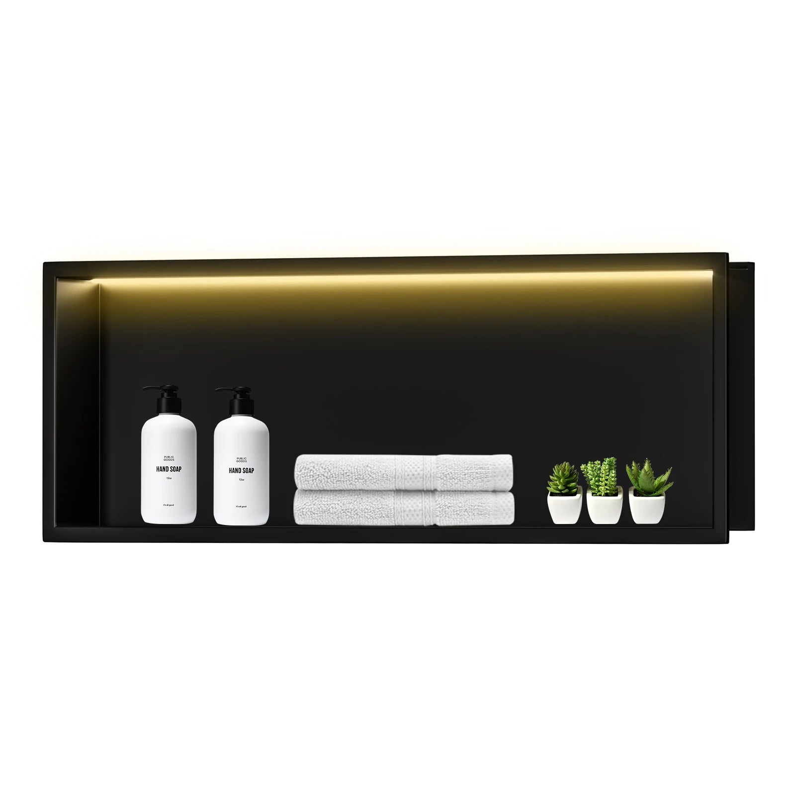 Shower Niche Insert with LED Light, 36x11x5 Inch Rust-Proof Bathroom Shelf - No Tile Needed, Over Mount for Shower & Coffee Bar