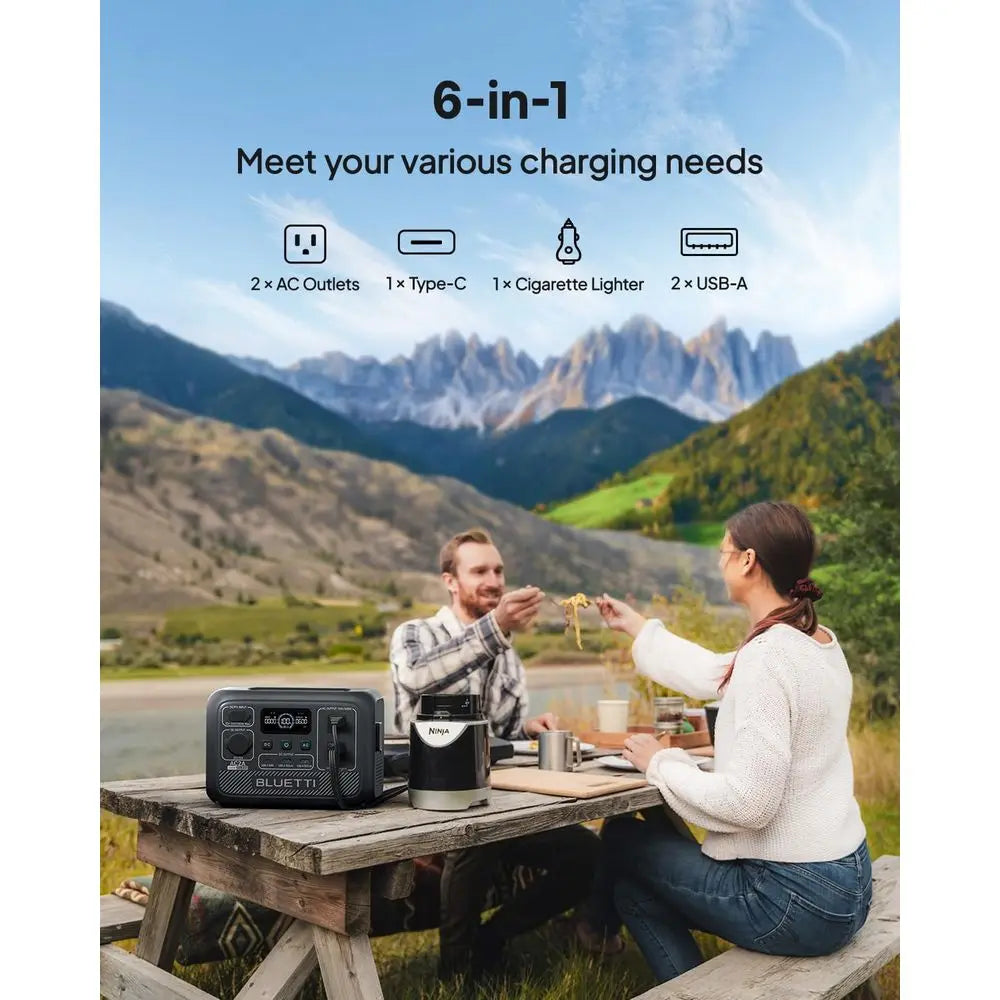 Solar Generator AC2A with 60W Solar Panel Included (Ships Separately), 204Wh LFP Battery Backup, w/ 2 300W (600W Power Lifting)