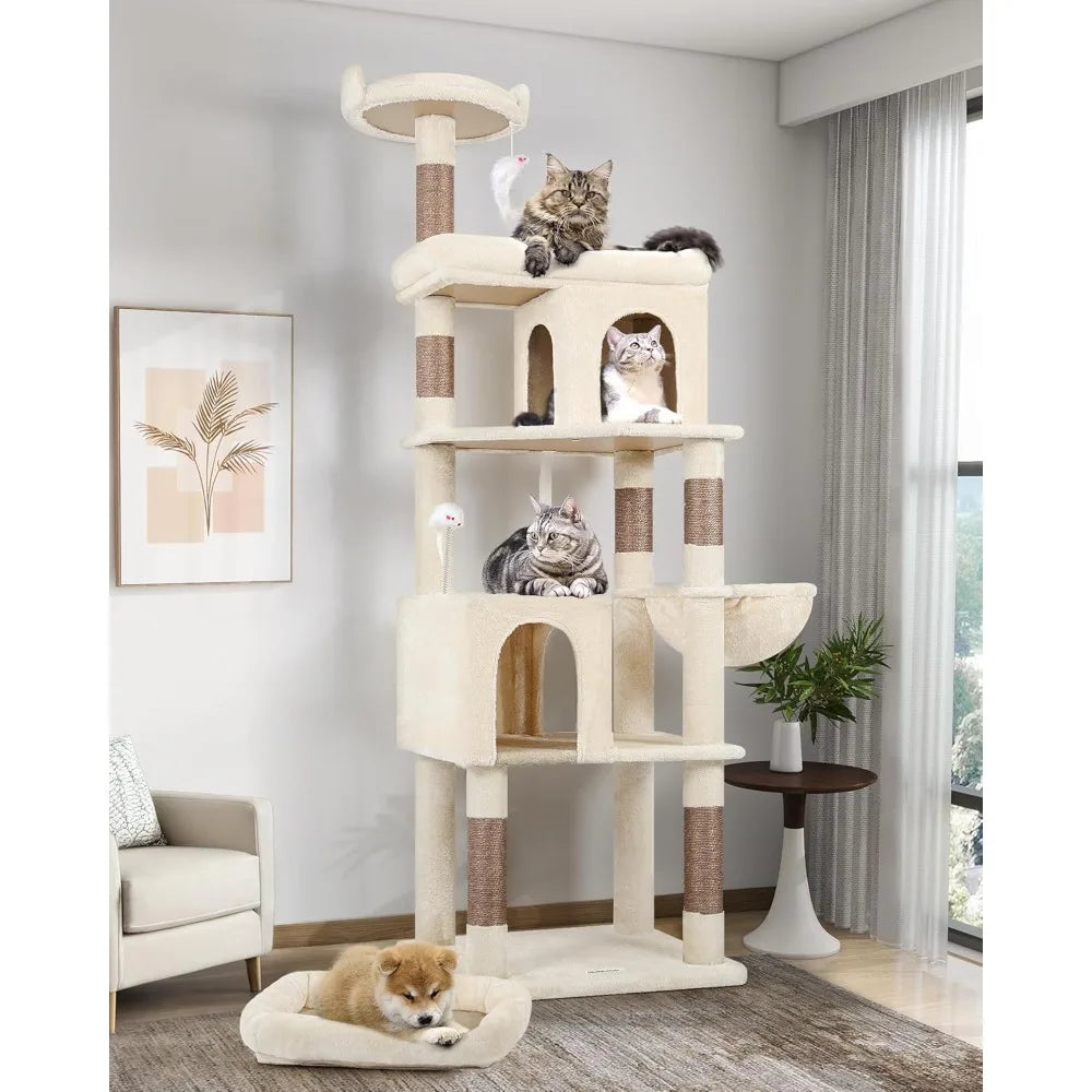Heavy Duty Cat Trees for Large Cats, Sturdy 72in Maine Coon Cat Tree for Large 20 lbs+ Heavy DutyTower for Ad