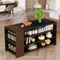 Tribesigns 55" Kitchen Island with Storage, Farmhouse 5-Tier Stationary Island Table with 5 Shelves, Wood Coffee Bar Table