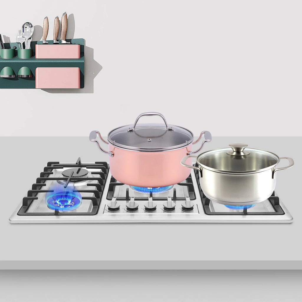 5 Burner Built-in Gas Cooktop 3.3KW NG Gas Stove Stainless Steel Gas Hob for Home Commercial Kitchen