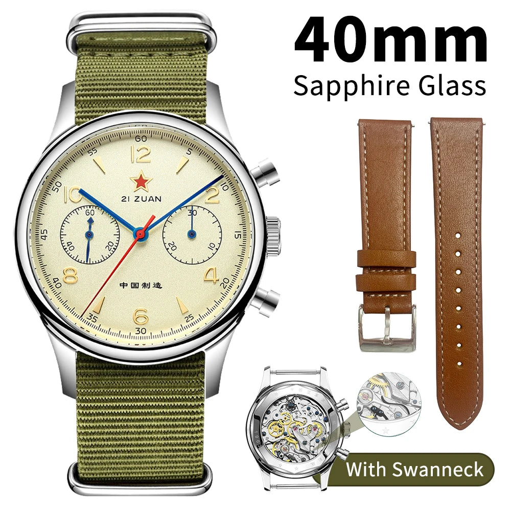 Seakoss 38mm 40mm Men's 1963 Chronograph Acrylic Sapphire Glass With Seagull ST19 Hand Winding Movement Male Mechanical Watches