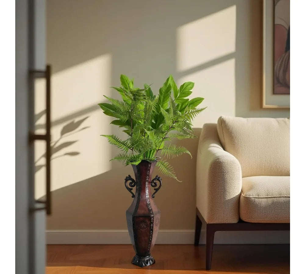 Elegant Embossed Metal Floor Vase 24 Inch Tall - Perfect for Wedding Decor, Spa Meditation & Home Accent