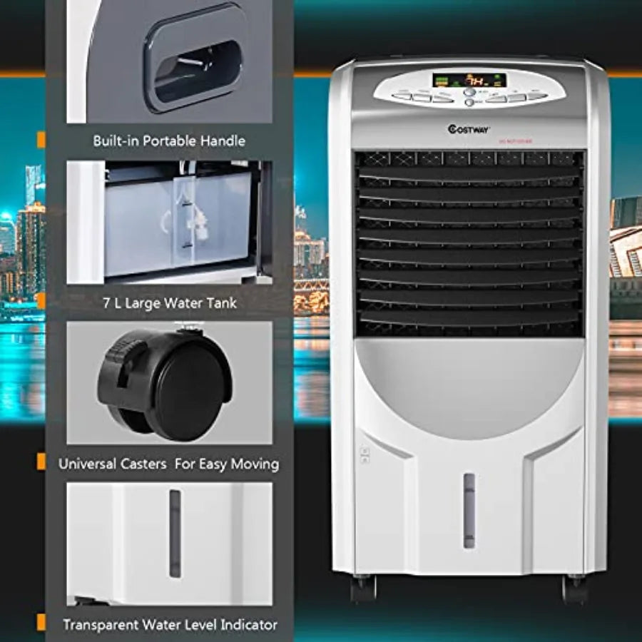 5in1 Portable Air Cooler and Heater with Evaporative Cooling Technology 3 Operating Modes 3 Adjustable Speeds 8Hour Timer Dual