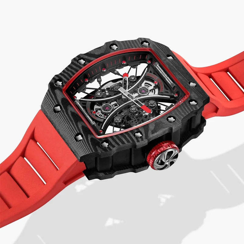 FEICE Men's Automatic Wrist Watch Sapphire Crystal Japanese Movement Skeleton Mechanical Watch Waterproof Sports Wristwatch 602