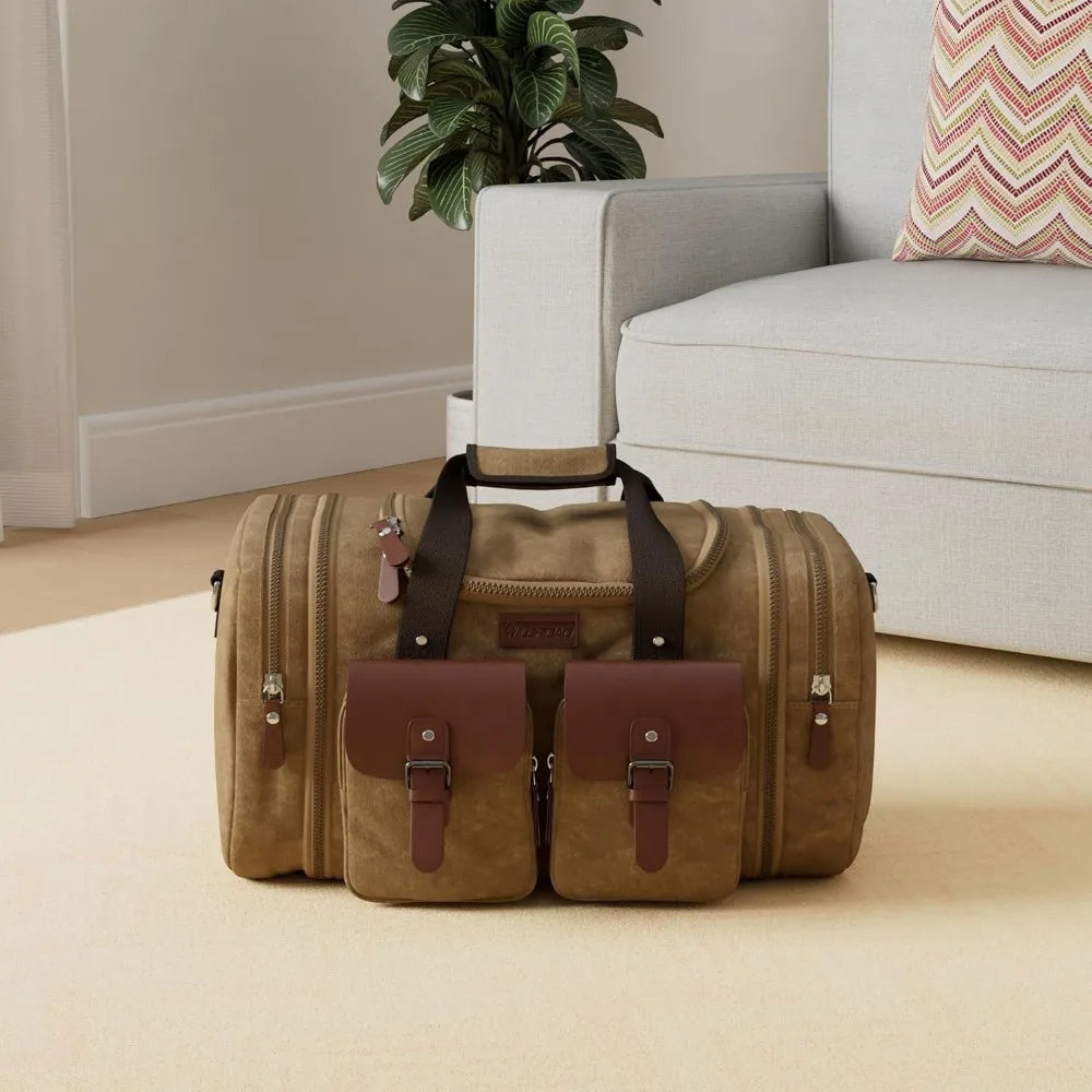Waterproof 60L Canvas Duffle Bag for Weekend Travel and Overnight Adventures