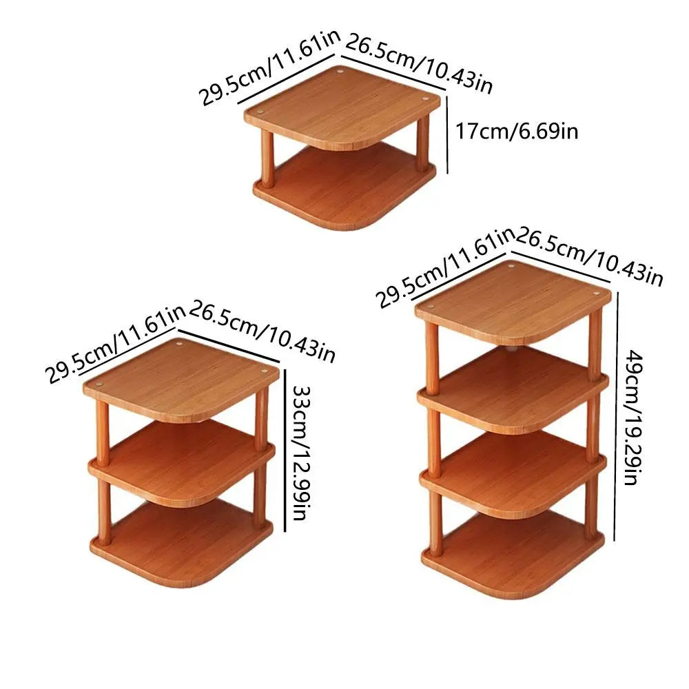 2/3/4 Tier Desktop Corner Stand Stackable Vertical Design Wood Book Shelf Space Saving Easy Assembly Countertop Organizer