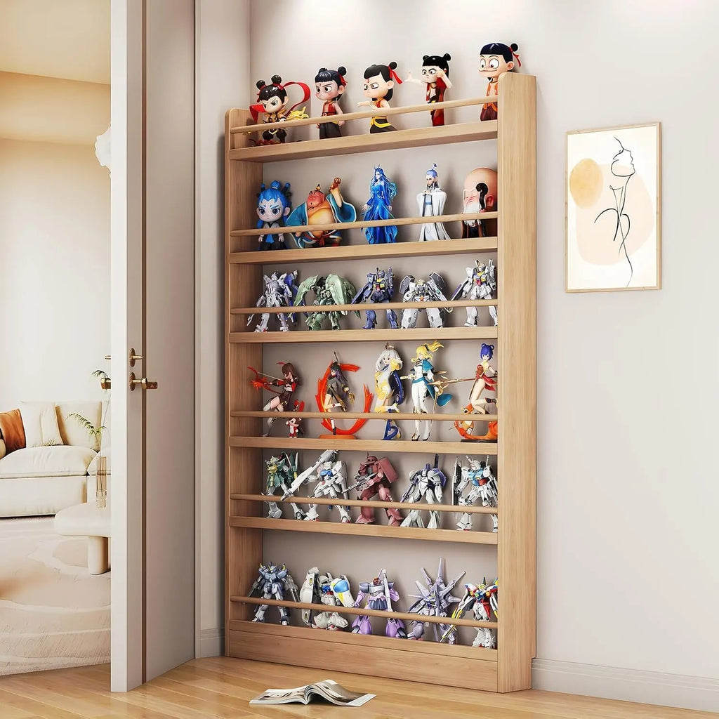 Behind The Door Bookshelf, 6-Tier Wooden Bookcases with Open Display Shelves, Behind The Door Storage Organizer for Toys and Boo