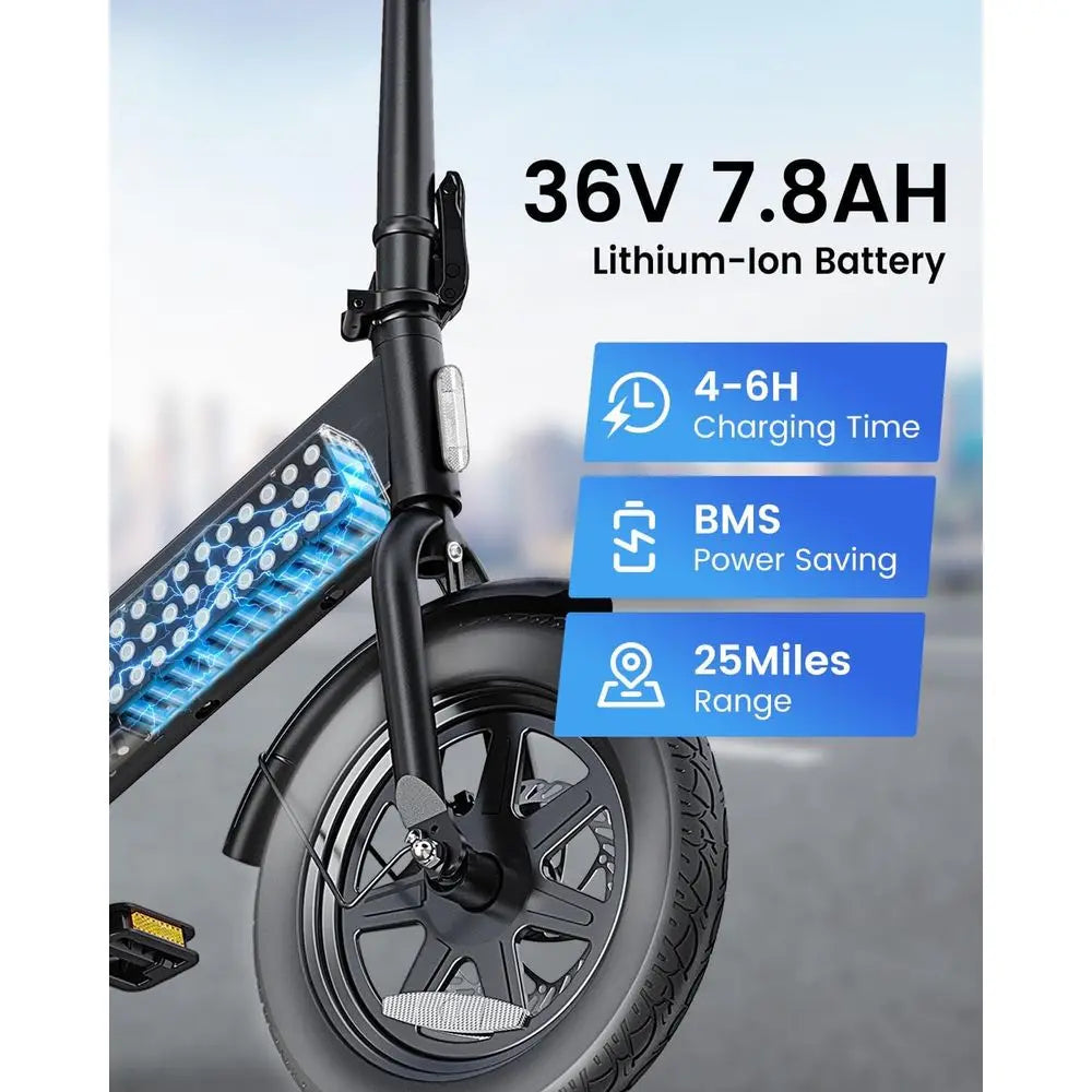 Folding Electric Bike for Adults & Teens 350W Motor 36V 7.8Ah Battery 3 Speed Assist Levels Dual Disc Brakes，Customized