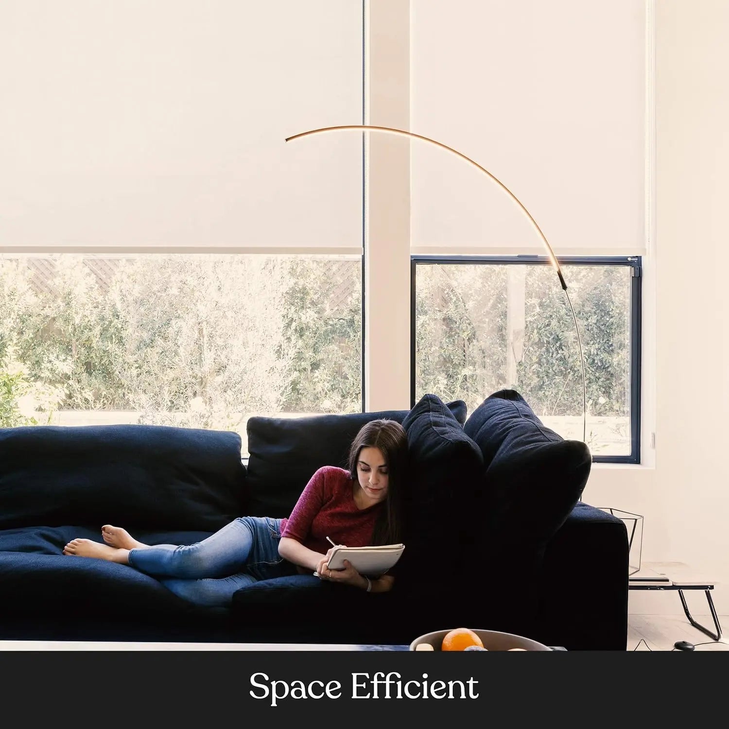Sparq Arc Floor Lamp, 3-Way Dimmable Smart Standing Lamp, Black – Bright for Living Rooms, Offices, Bedrooms