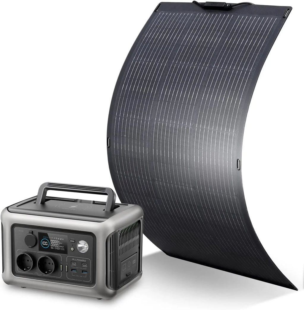 ALLPOWERS R600 Powerstation With Solarpanel 100W , LiFePO4 Battery 299Wh Camping Generator 600W Power Supply for Home Backup RV