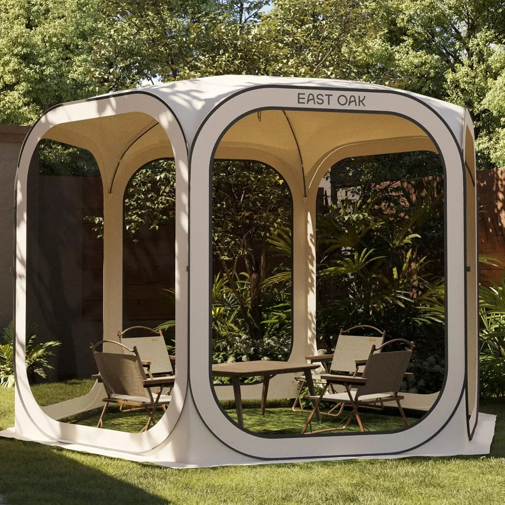 Screen House Tent Pop-Up, Portable Screen Room Canopy Instant Screen Tent 10 x 10 FT with Carry Bag for Patio, Backyard, Deck
