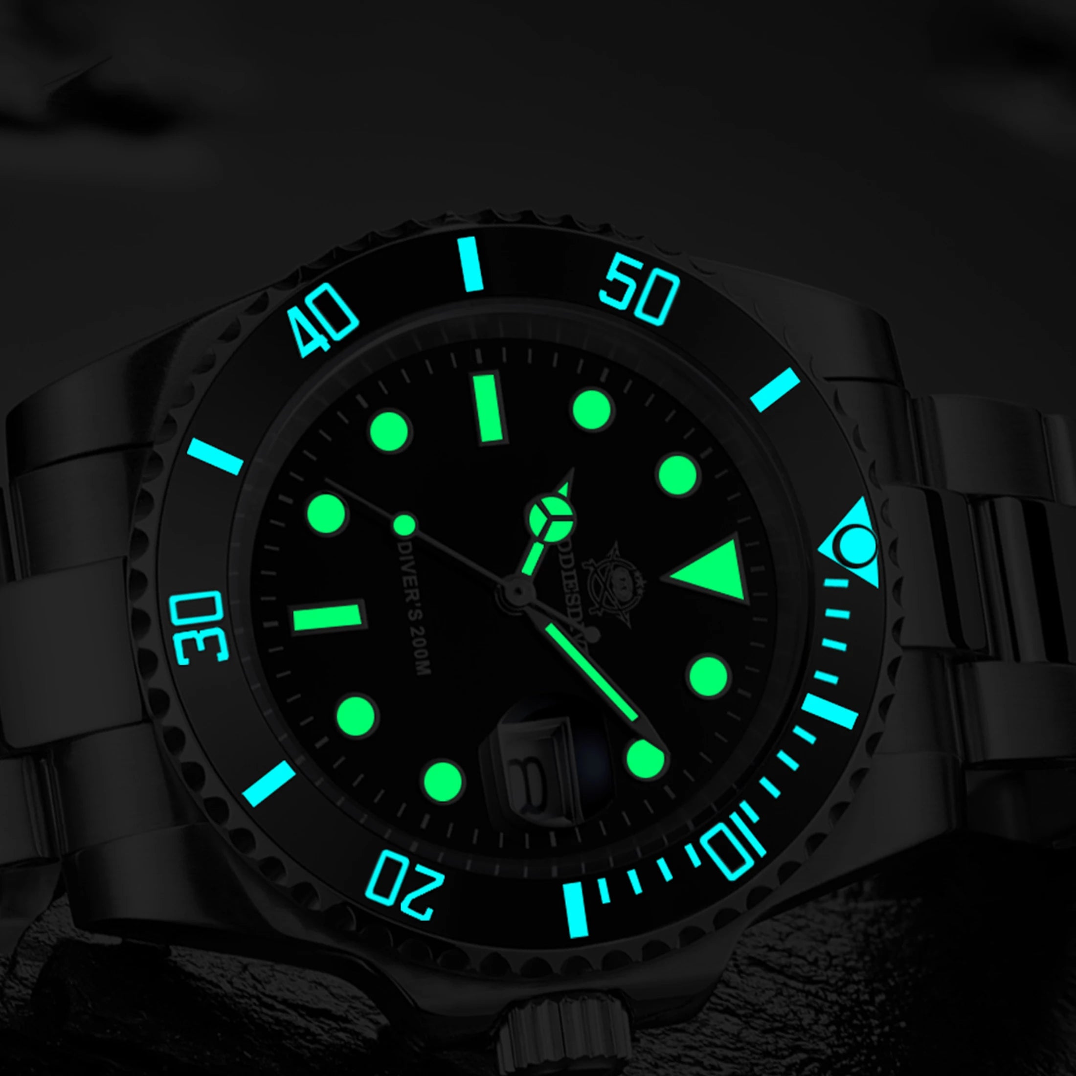 ADDIESDIVE 41mm Men's Analog Watch BGW9 Luminous Unidirectional Ceramic Bezel 200m Diver's Watch Men's Quartz Steel Watch MY-H3