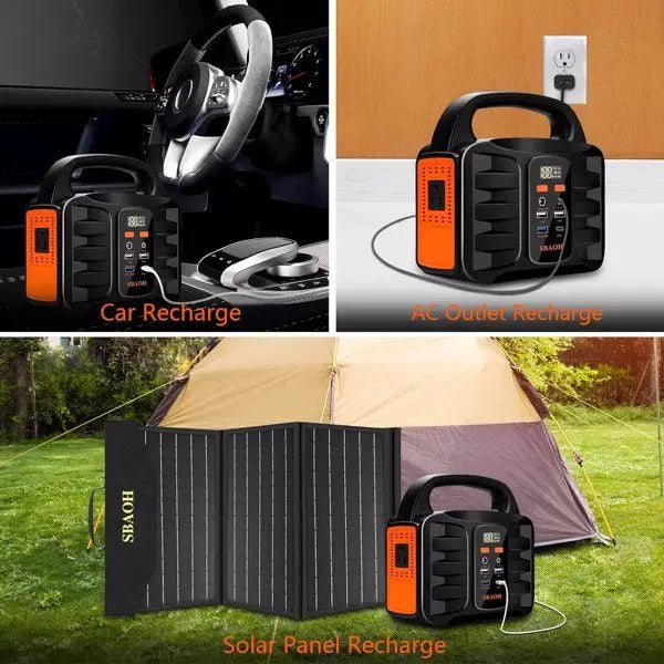150W Portable Power Station, 155Wh 42000mAh Outdoor Solar Generator 110V AC DC Ports for Home Backup, Outdoor RV Camping, Emerge