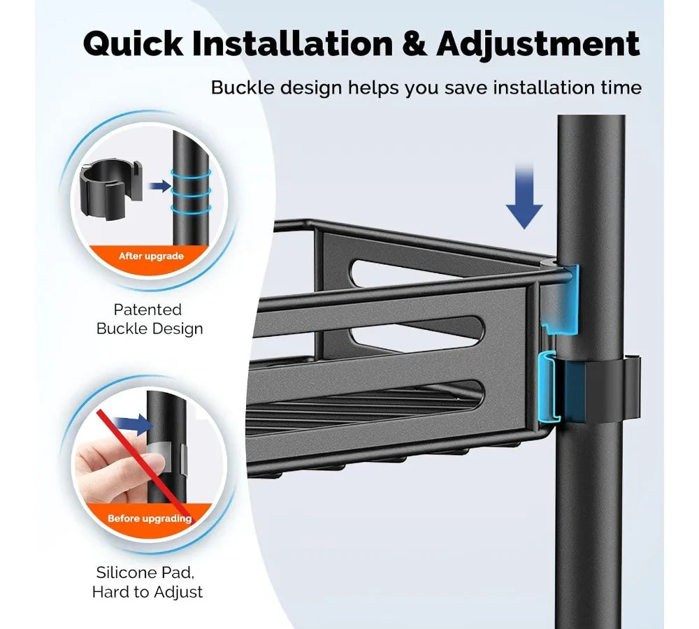 Adjustable Tension Pole Shower Caddy: 4-Tier Rustproof Bathroom Organizer with Quick Installation for Small Spaces