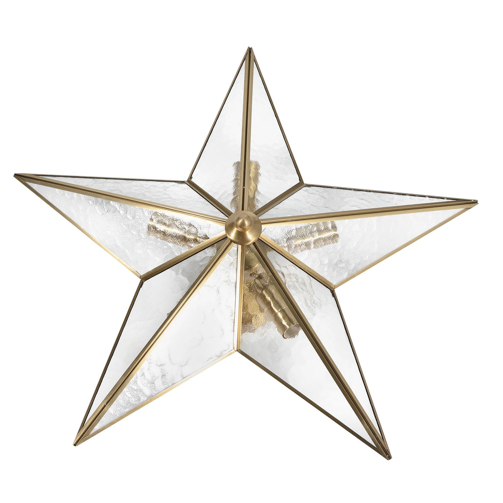 Gold Five-Point Star Ceiling Light Romantic Ice Pattern Star Ceiling Lamp - Nordic Style Gold Finish for Living Room/Bedroom