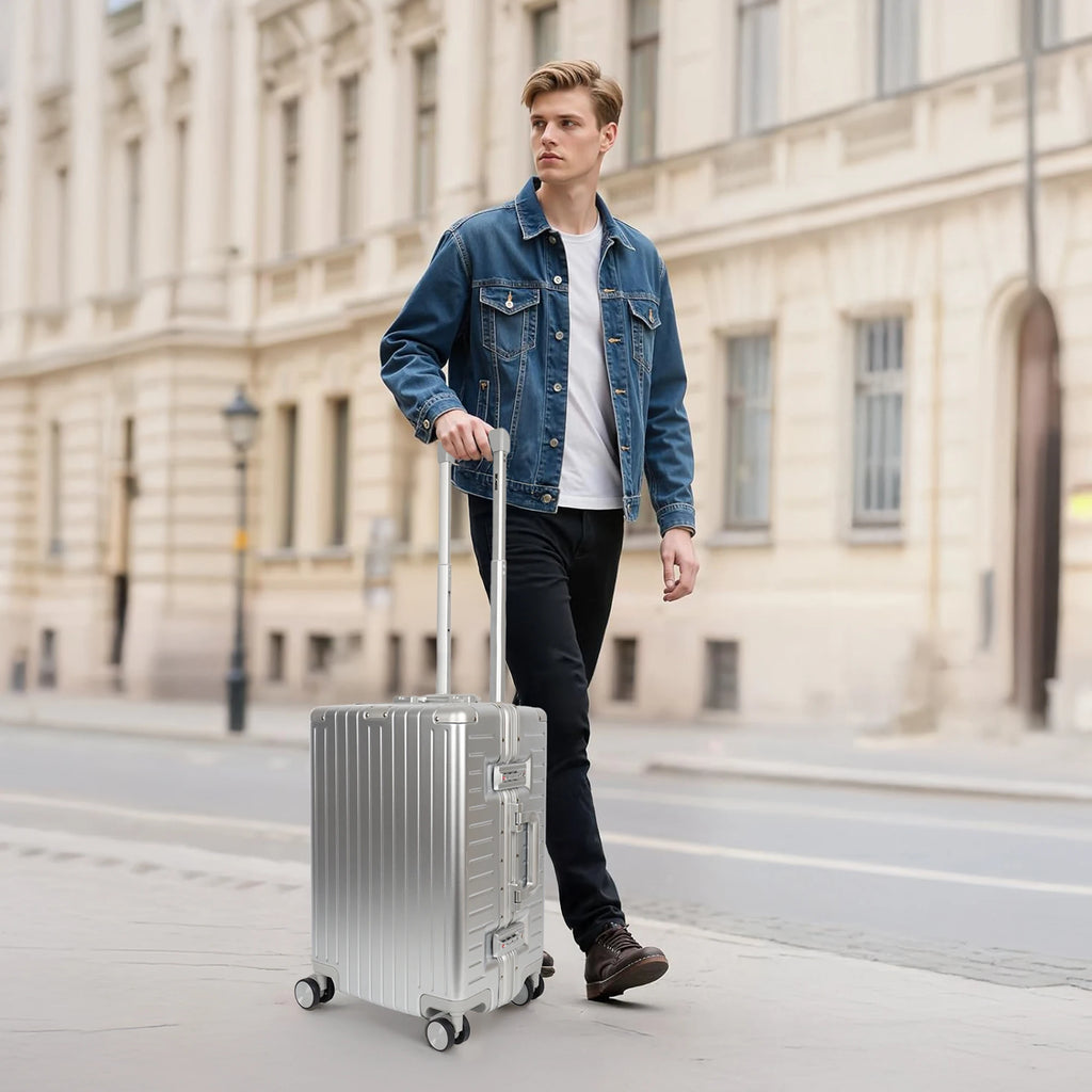 Trolley Aluminum Frame Luggage 20" Carry On Luggage & 28" Checked Luggage PC+ABS Suitcases Carry-On Cabin Suitcase with TSA Lock