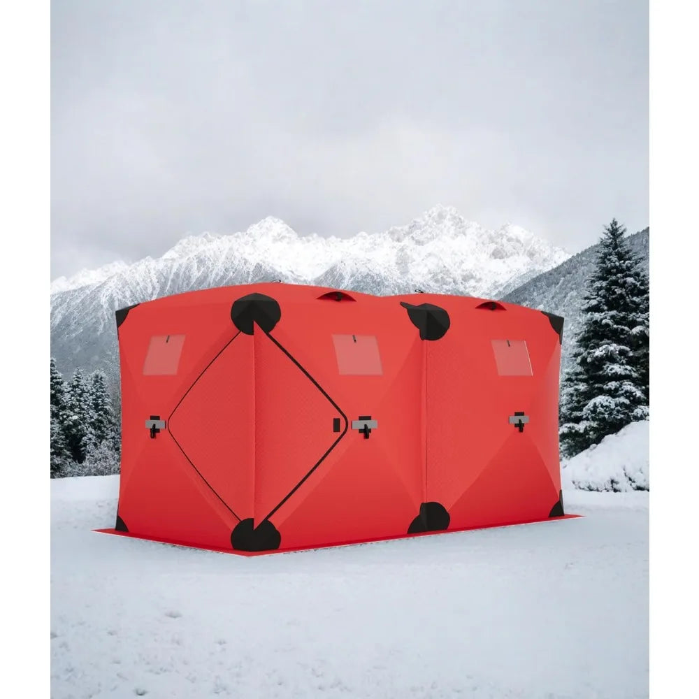 Pop Up Ice Fishing Tent Insulated Ice Fishing Shelter Portable Hub-Style Shelter Shanty Windproof and Warm, Multiple Sizes
