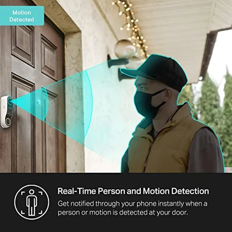 Hardwired Smart Video Doorbell 2K, Night Vision & 2-Way Audio Cloud Storage