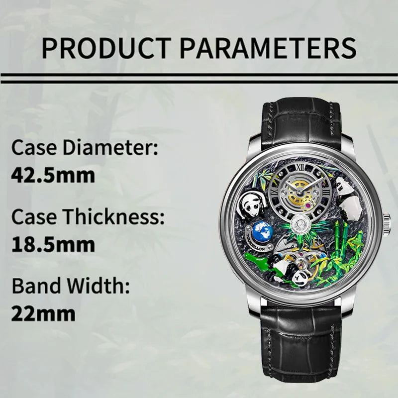 PINDU New Men Wristwatches Top Brand Luxury Mechanical Watch Panda Paradise Watch Men Stainless Steel Waterproof M2791B Movement