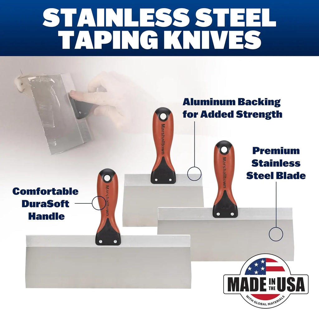 Drywall Taping Knife Set, 5-Piece Kit, 6-14 Inch Stainless Steel Blades, Made in the USA, DTKTP2