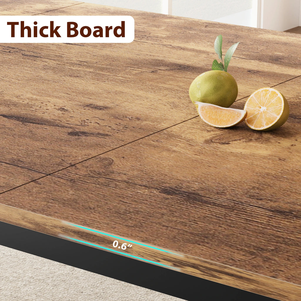 Dining Table for 6-8 People, 78 Inch Long Kitchen Dining Table， Rectangular Dining Table with Cut Corners for Living Room