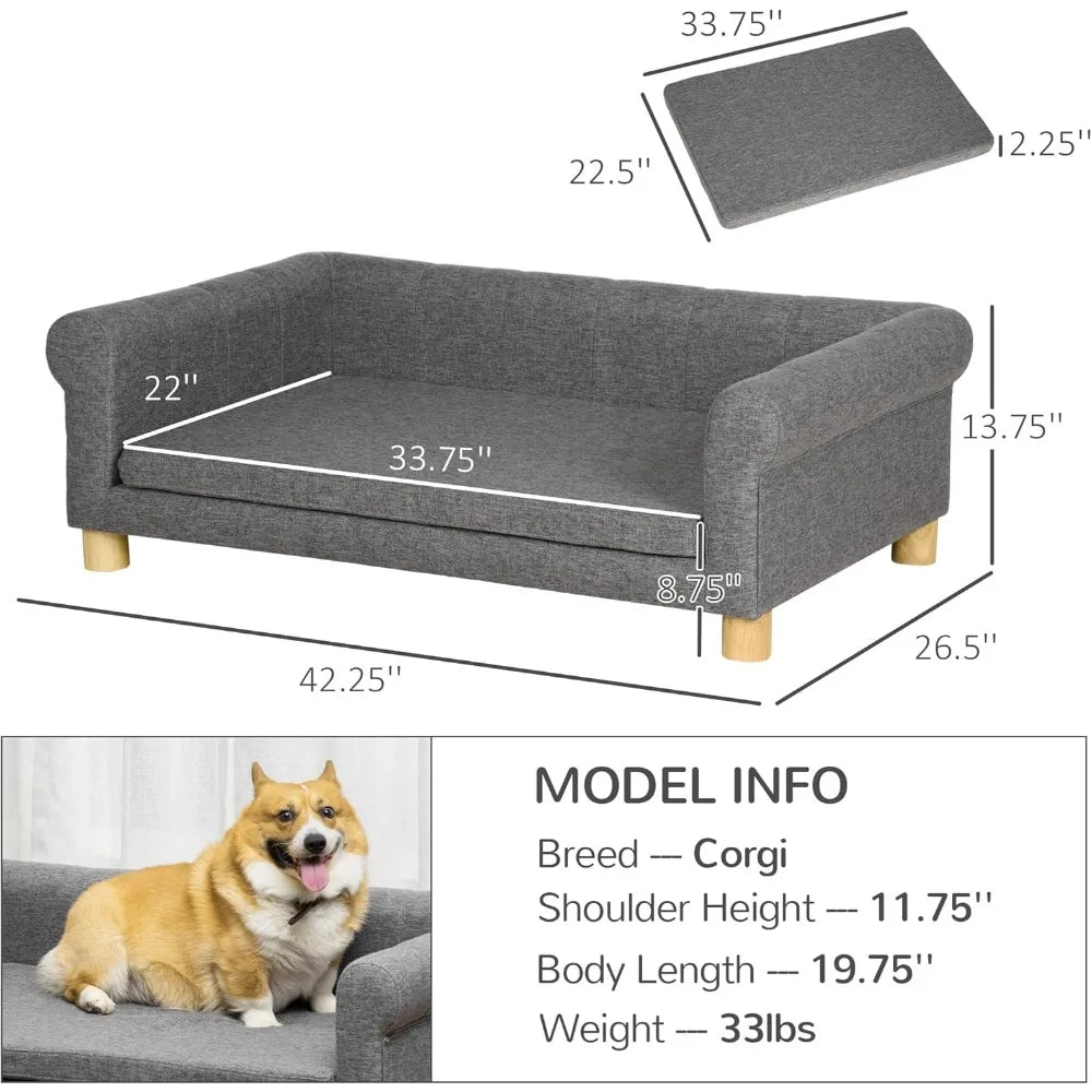 Elevated Pet Sofa Bed for Medium to Large Dogs and Cats - Removable Cushion, Comfortable Sleeping Area