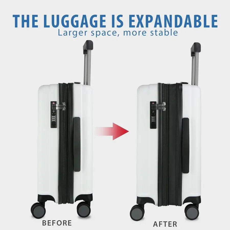 Expandable Carry On Luggage with Spinner Wheels amp Builtin TSA Lock, Durable Suitcase Rolling Luggage with USB Port, CarryOn 20