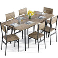 7Piece Dining Table Set for 46 People, Extendable Kitchen Table Set with 6 Chairs, Dining Room Table with Metal Frame and Solid