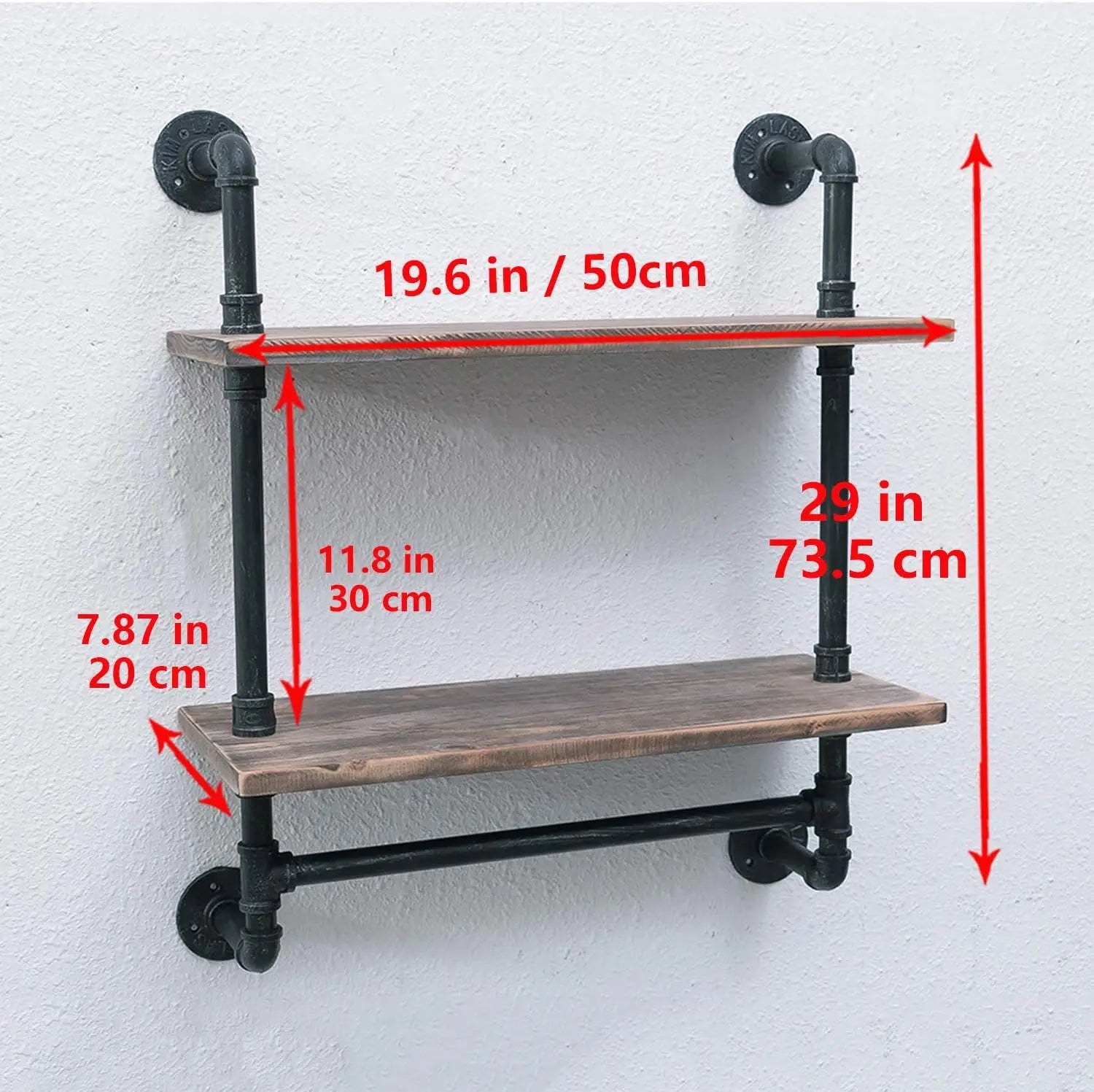 Industrial Pipe Shelf Wall Mounted 2 Tier Rustic Wood Towel Rack Over Toilet Floating Shelves Bathroom Storage