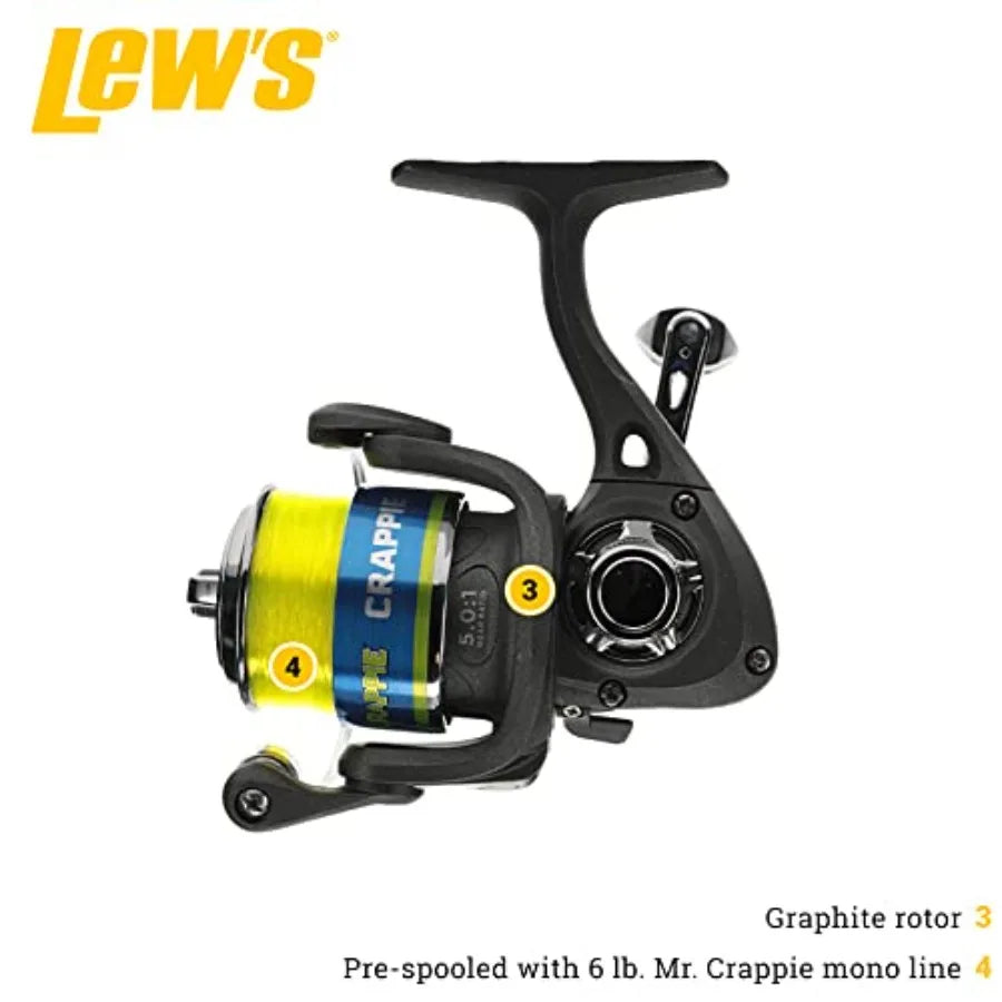 Spinning Reel and Fishing Rod Combo, 2-Piece IM6 Graphite Blank, Right or Left-Hand Retrieve, Crappie Thunder Green, 6'6"